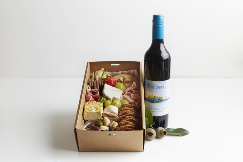 BOXED INDULGENCE Gourmet Grazing Box with Red Wine 2 -3 people